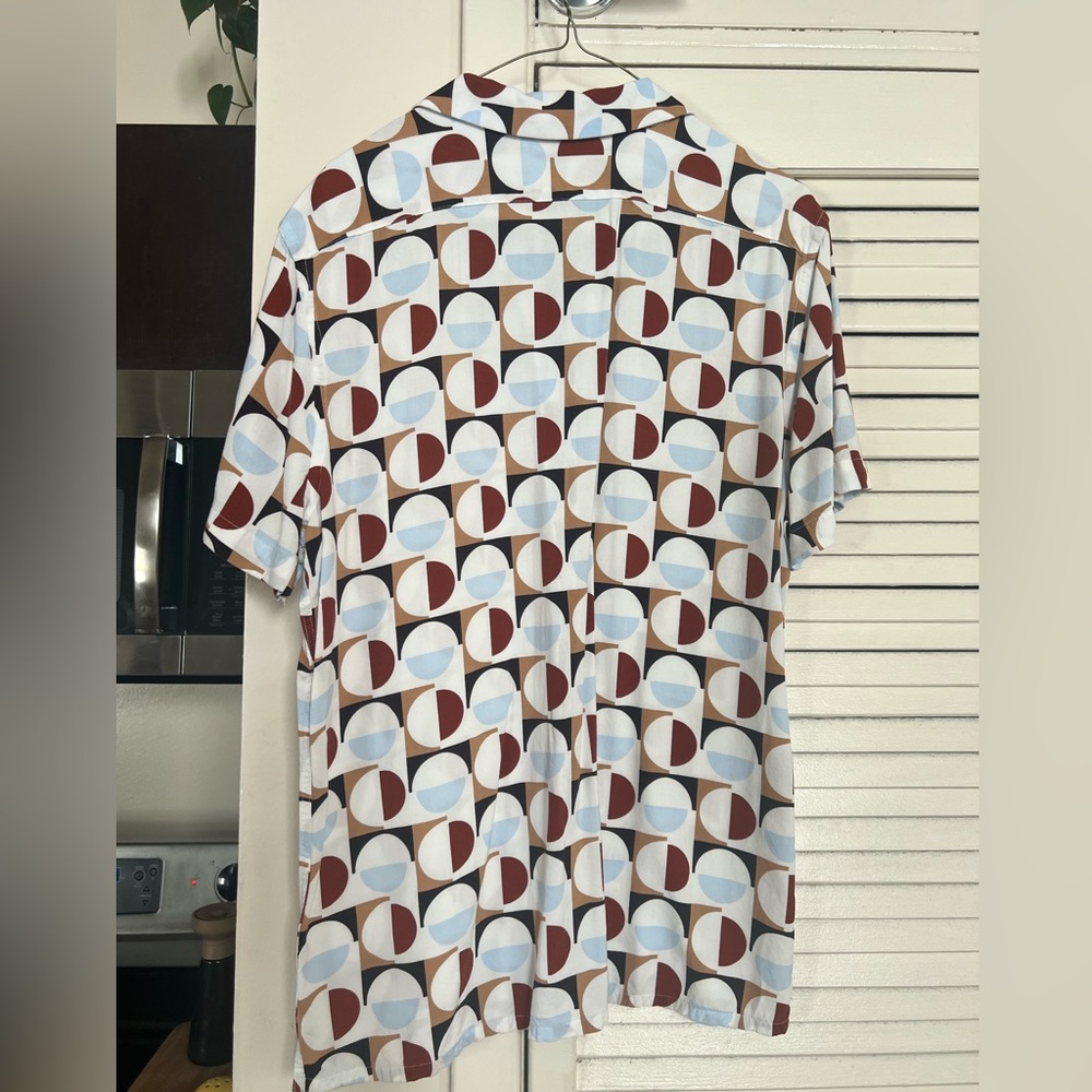 Express Color Block Shape Short Sleeve Button Down - image 2